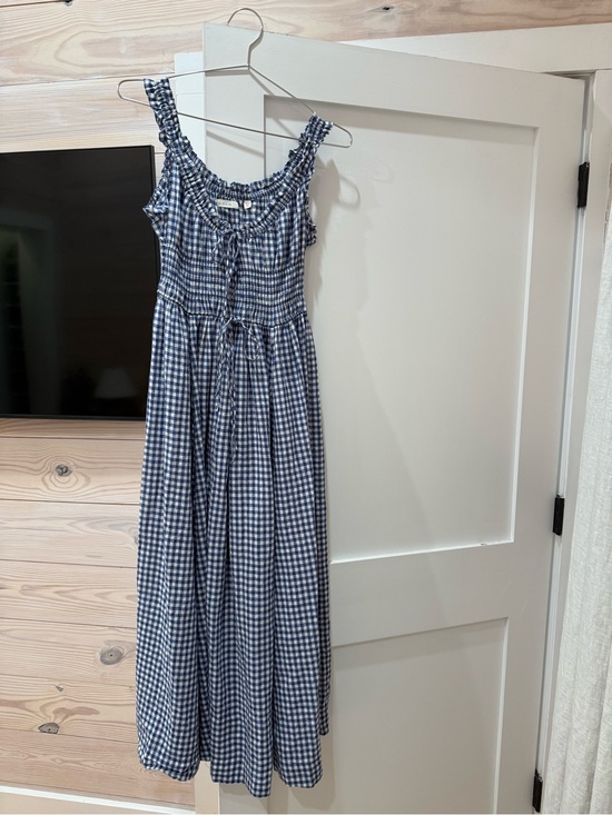 Doen Dresses & Skirts - Doen Navy and White Gingham Midi Dress